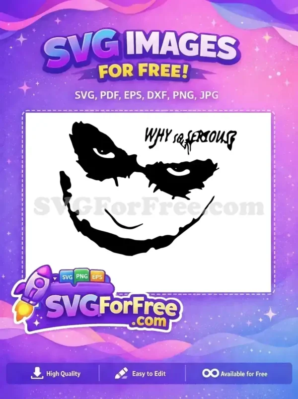 Free Dark Knight Free Villain Joker Grimace Free SVG