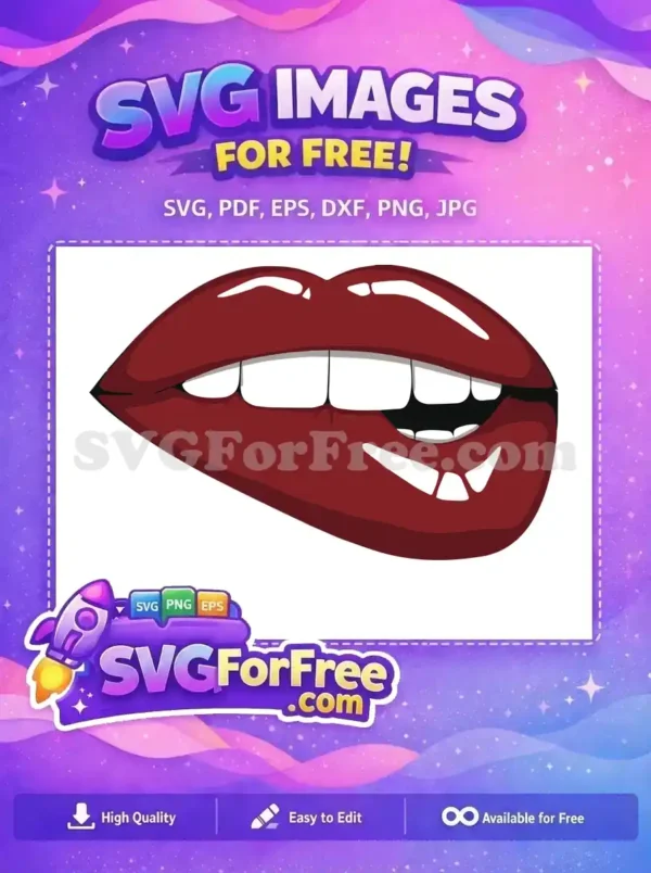 Free Dark Red Lips Free Biting Lip Joker Free SVG