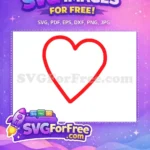 Free Red Outline Heart Free Love Symbol Simple Free SVG - Instant Download