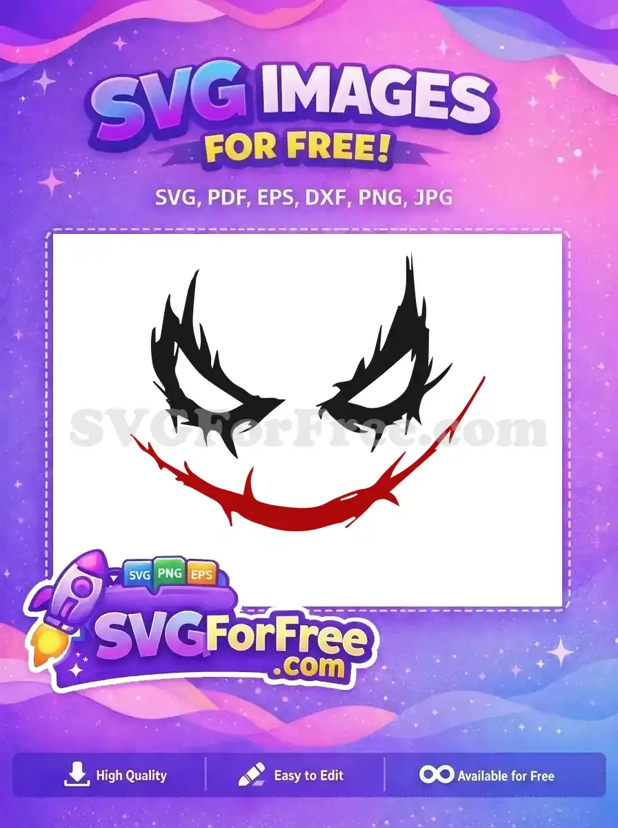 Free Black Eyes Free Red Smile Joker Free SVG 1