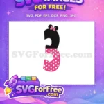 Free Number Three Free Minnie Mouse Pink Free SVG - Instant Download