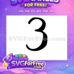 Free Number Three Free Black Silhouette Number Free SVG - Instant Download