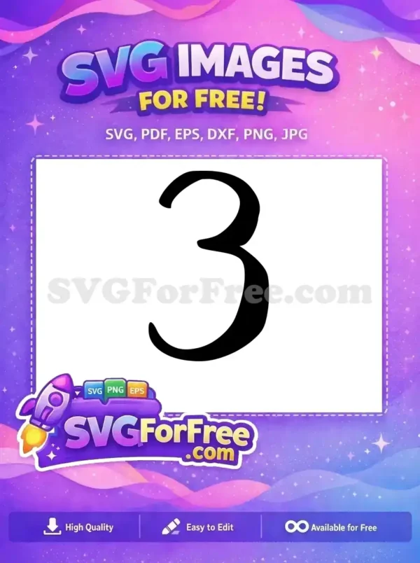 Free Number Three Free Black Silhouette Number Free SVG