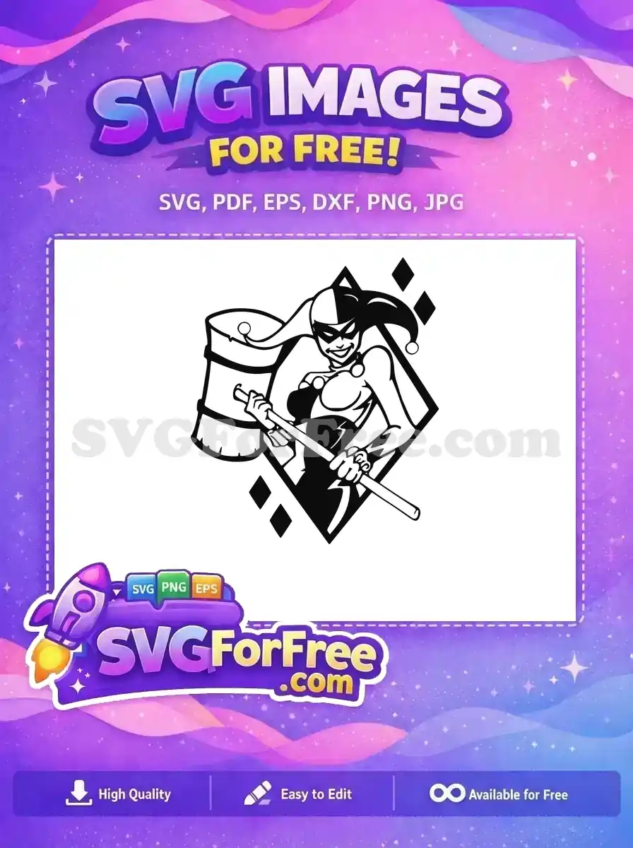 Free Harley Quinn Mallet Free Diamonds Joker Free SVG
