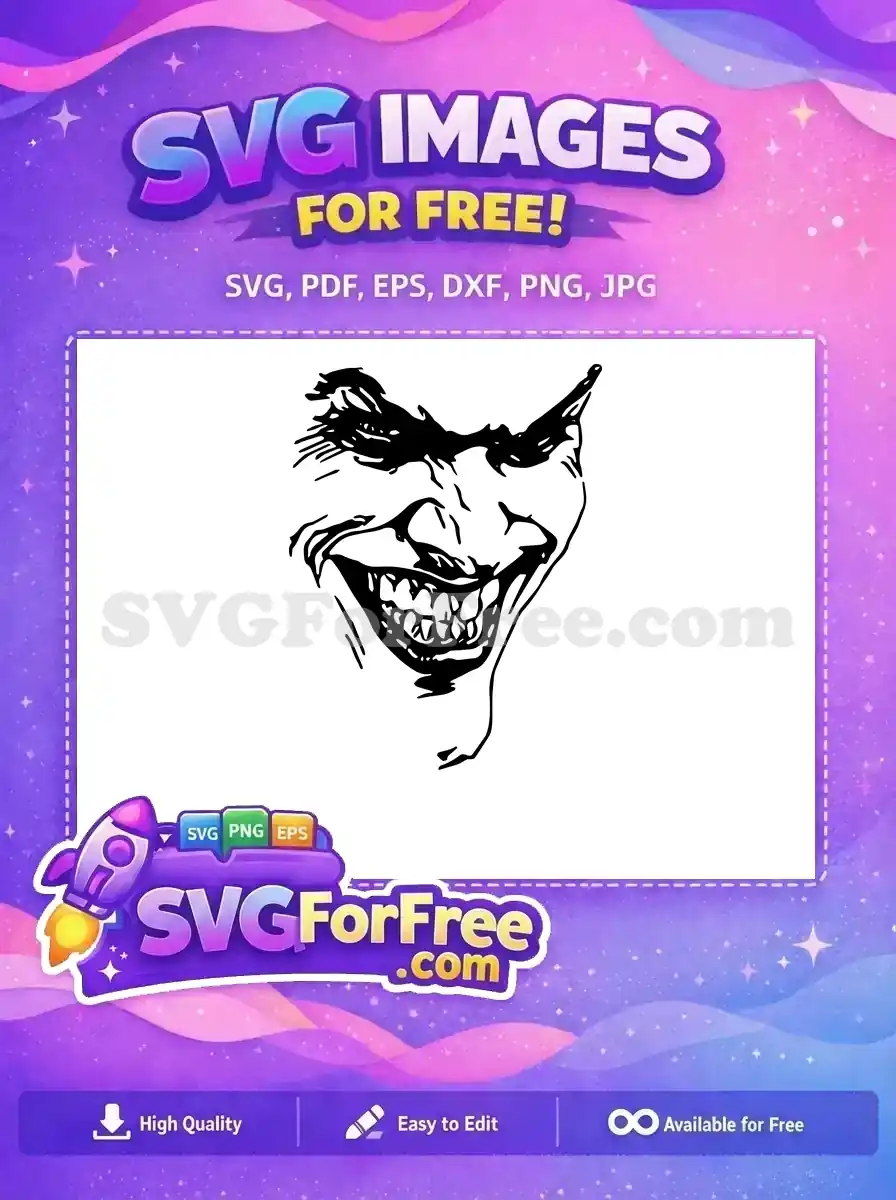 Free Detailed Face Free Joker Dark Knight Free SVG 1