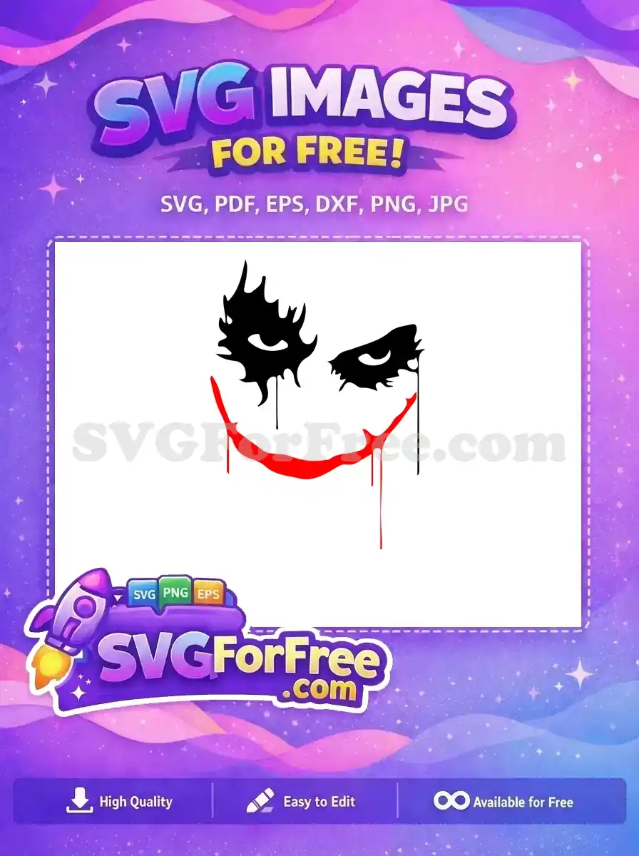 Free Black Eyes Free Red Smile Joker Free SVG 2
