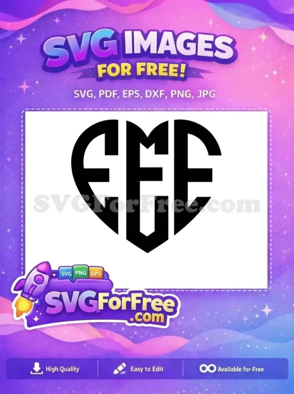 Free Heart Monogram Free EME Letters Initials Free SVG