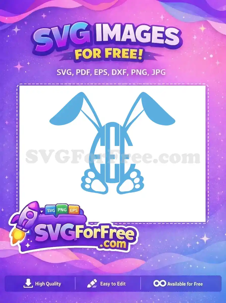 Free Easter Bunny Monogram Free Sky Blue Rabbit Free SVG