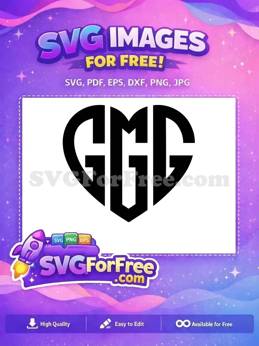 Free Heart Initial GGG Free Monogram GGG Free SVG