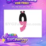 Free Pink Bow Free Number Nine Minnie Free SVG - Instant Download
