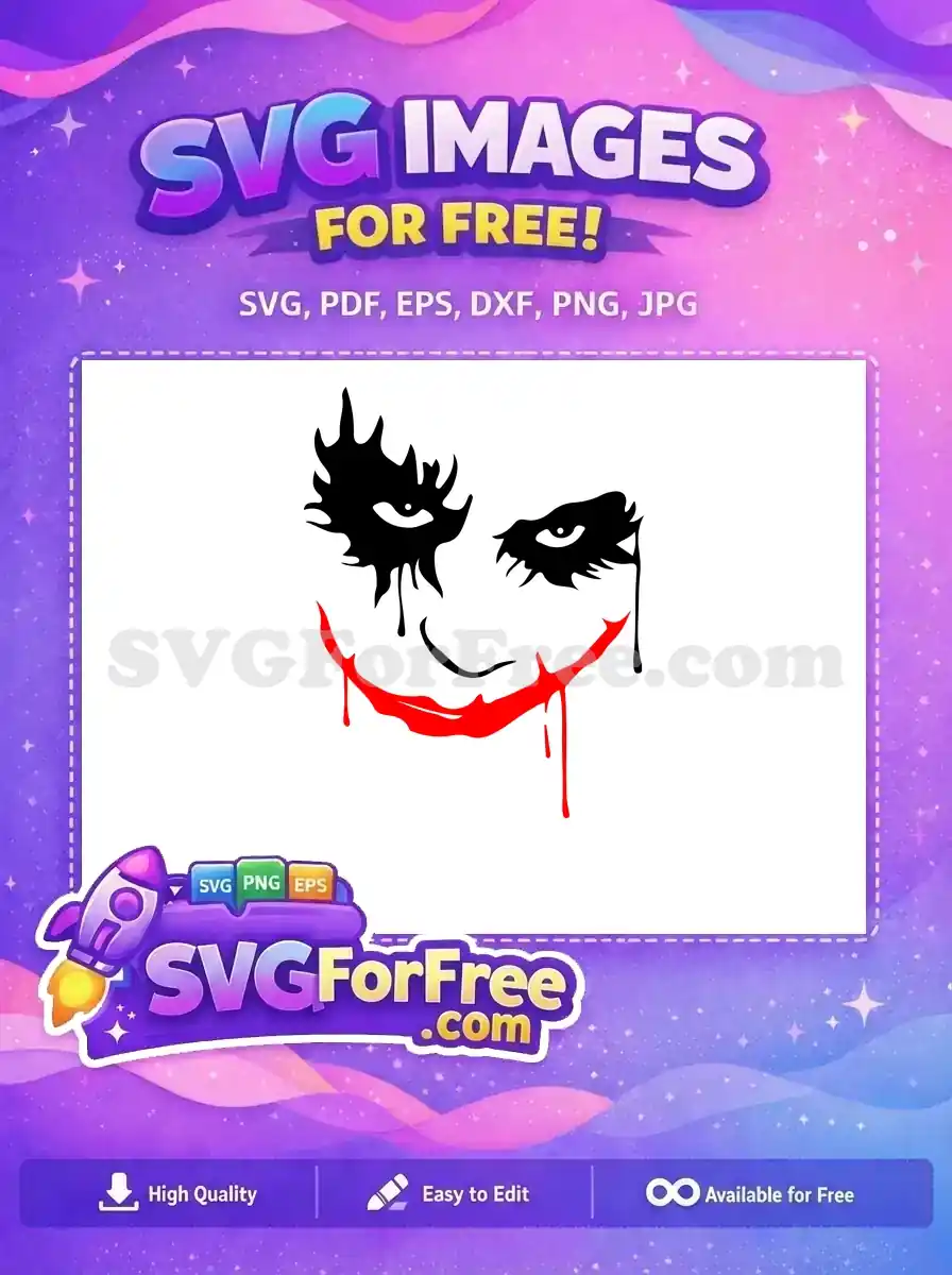 Free Black Eyes Free Red Smile Joker Movie Free SVG