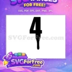 Free Number Four Free Black Simple Sesame Street Free SVG - Instant Download