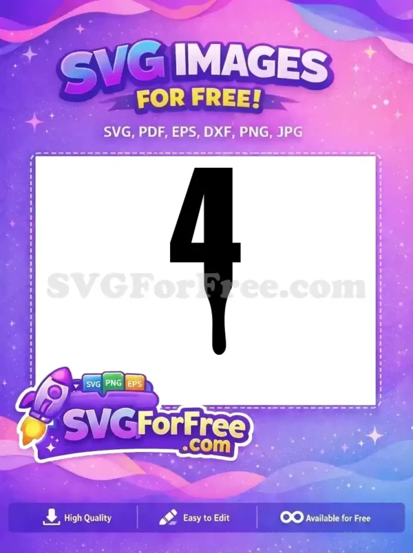 Free Number Four Free Black Simple Sesame Street Free SVG