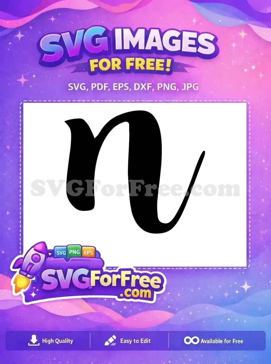 Free Letter N Free Monogram Black Initial Free SVG