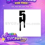 Free Dripping Black Number Five Free Font Design Free SVG - Instant Download