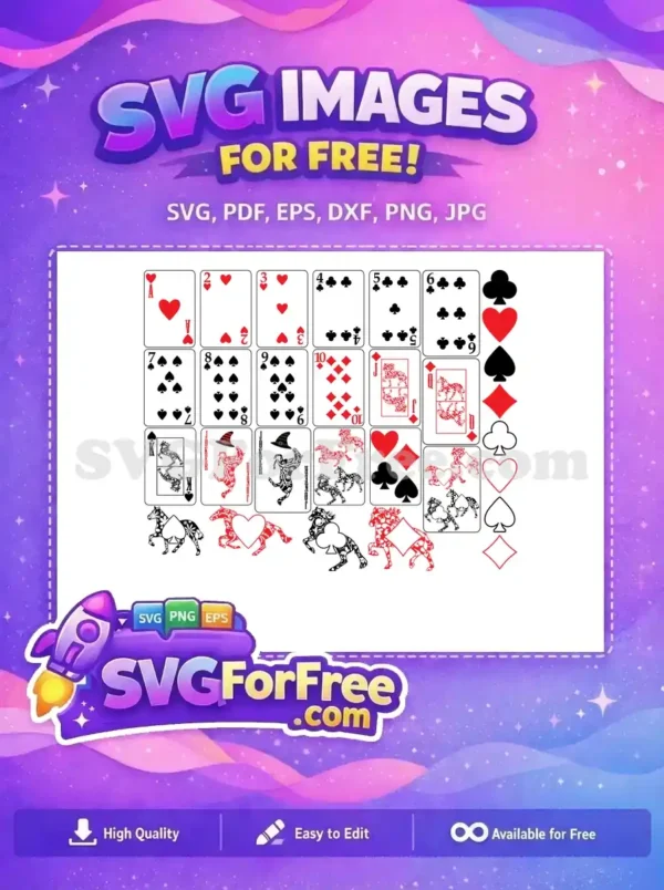 Free Horse Floral Joker Free Playing Cards Deck Free SVG