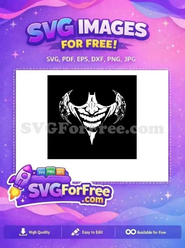 Free White Joker Mask Free Sharp Teeth Movie Free SVG
