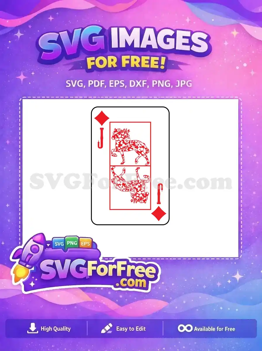 Free Red Floral Horse Free Playing Card Joker Free SVG 1
