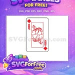 Free Red Floral Horse Queen Card Free Poker Free SVG - Instant Download