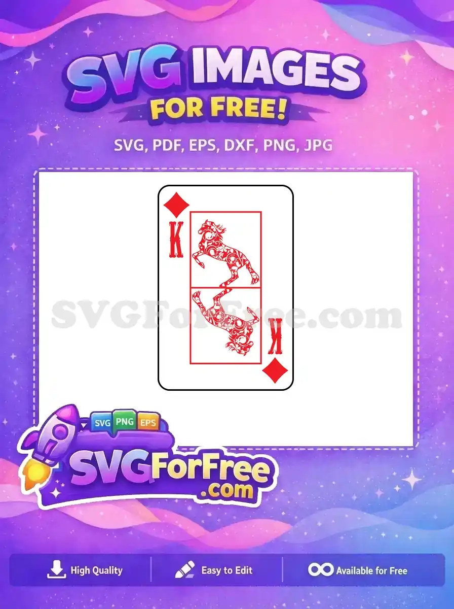 Free Red Floral Horse King Card Free Deck Free SVG