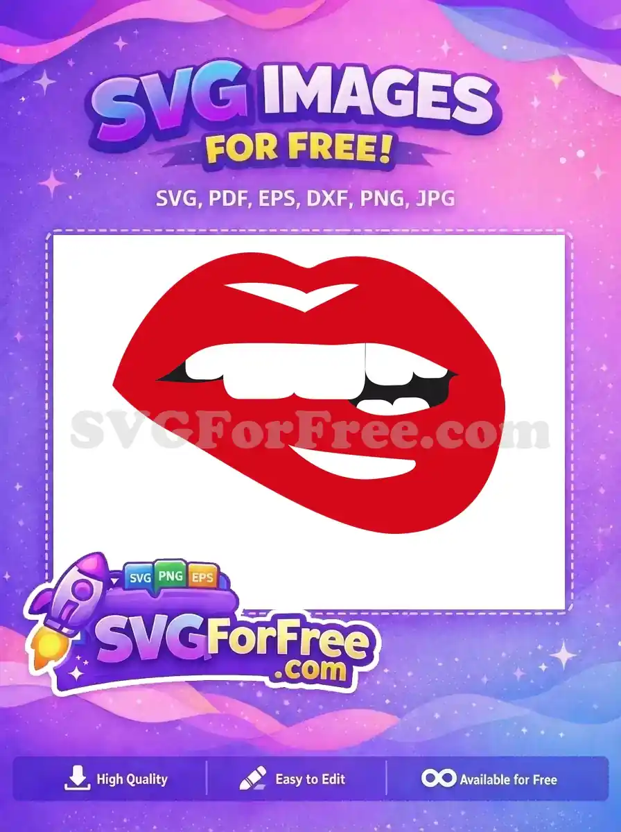 Free Red Lips Biting Free Teeth Joker Free SVG