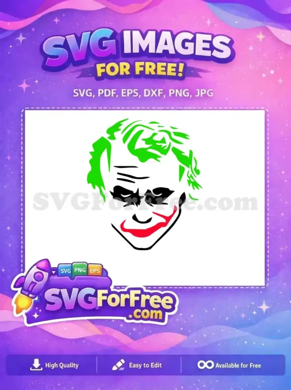 Free Green Hair Free Red Smile Joker Free SVG 4