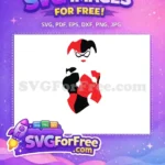 Free Red Black Hair Free Masked Smile Harley Quinn Free SVG - Instant Download