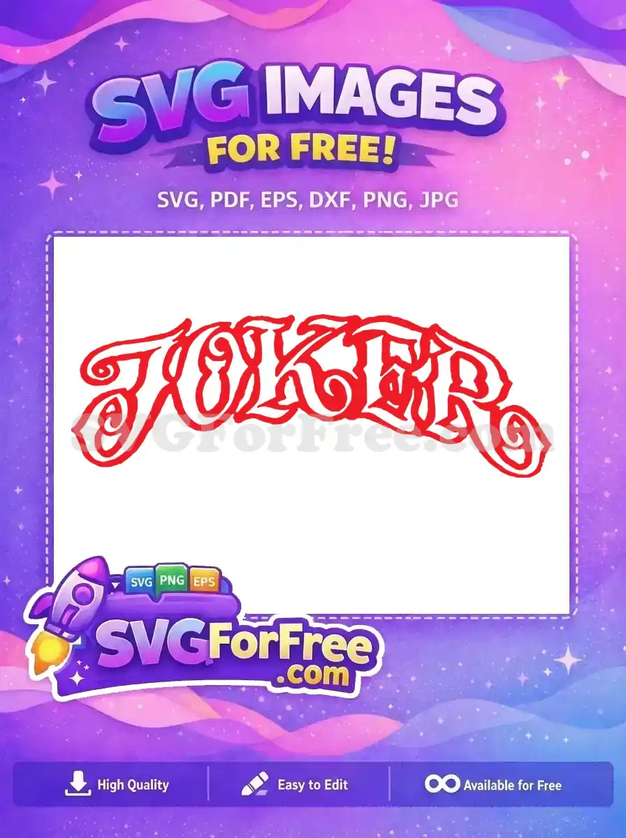 Free Red Outline Free Joker Text Movie Free SVG