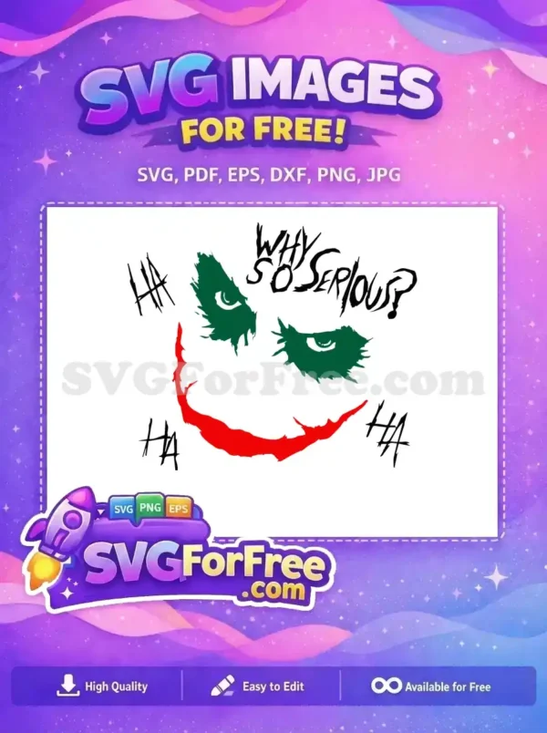 Free Green Eyes Free Red Smile Joker Free SVG 4