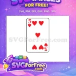 Free Red Heart Five Card Free Poker Game Free SVG - Instant Download