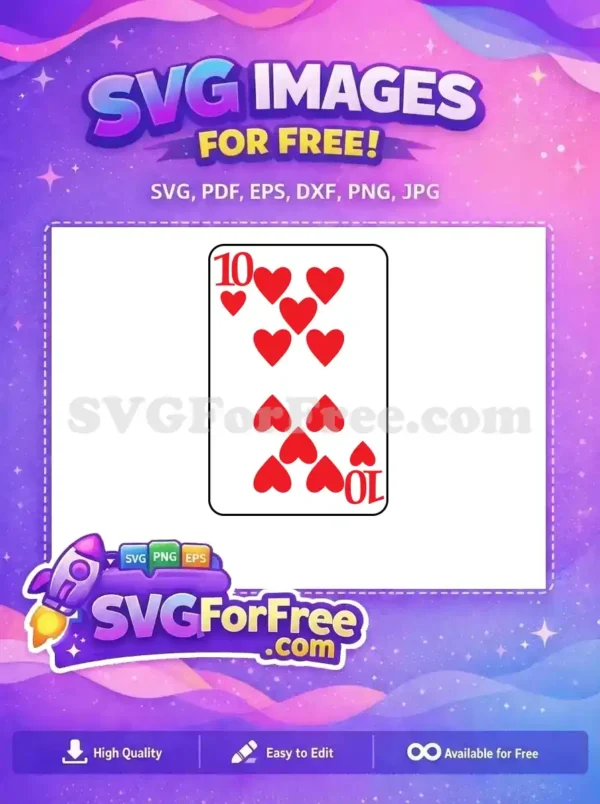 Free Red Hearts Card Free Number 10 Design Free SVG Free Red Hearts Card Free Number 10 Design Free SVG