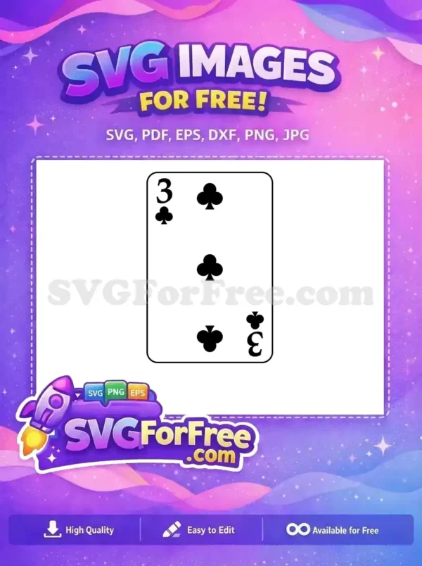 Free Three Clubs Free Playing Card Black Free SVG