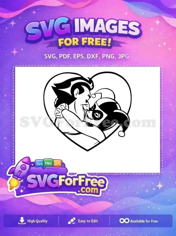 Free Monochrome Joker Free Harley Quinn Heart Shape Free SVG