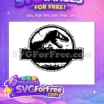 Free T-Rex Silhouette Free Cracked Circle Jurassic Park Free SVG - Instant Download