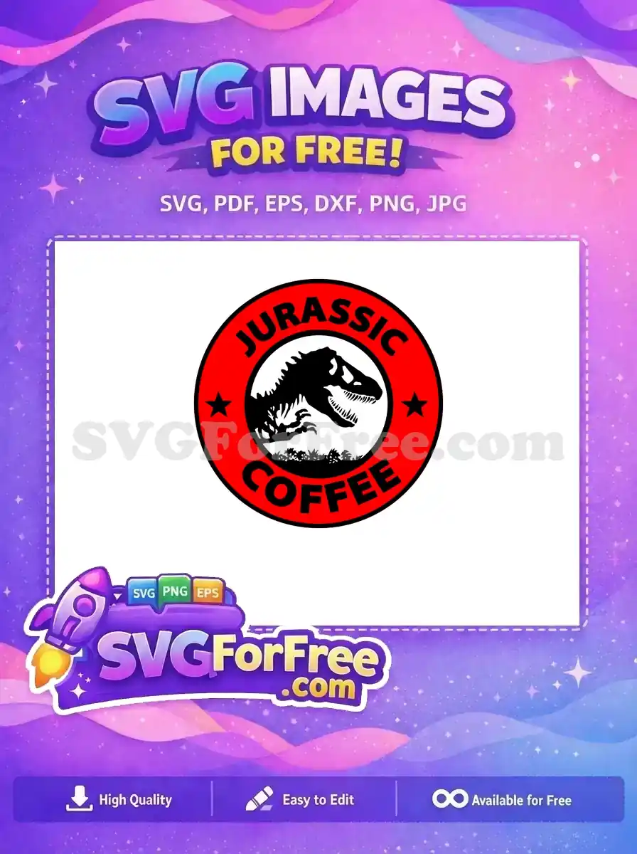 Free T-Rex Profile Free Coffee Text Jurassic Park Free SVG