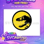 Free T-Rex Silhouette Free Yellow Circle Jurassic Park Free SVG - Instant Download