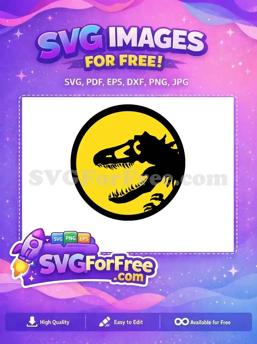 Free T-Rex Silhouette Free Yellow Circle Jurassic Park Free SVG