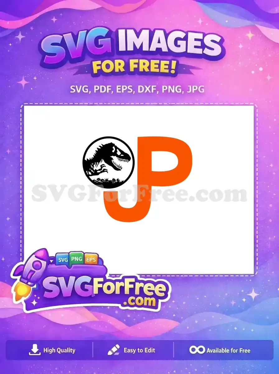 Free Black Dinosaur Silhouette Free Orange JP Jurassic Park Free SVG 1