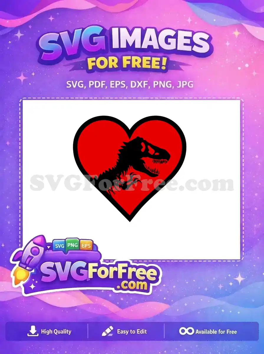 Free Red Heart Free Dinosaur Silhouette Jurassic Park Free SVG