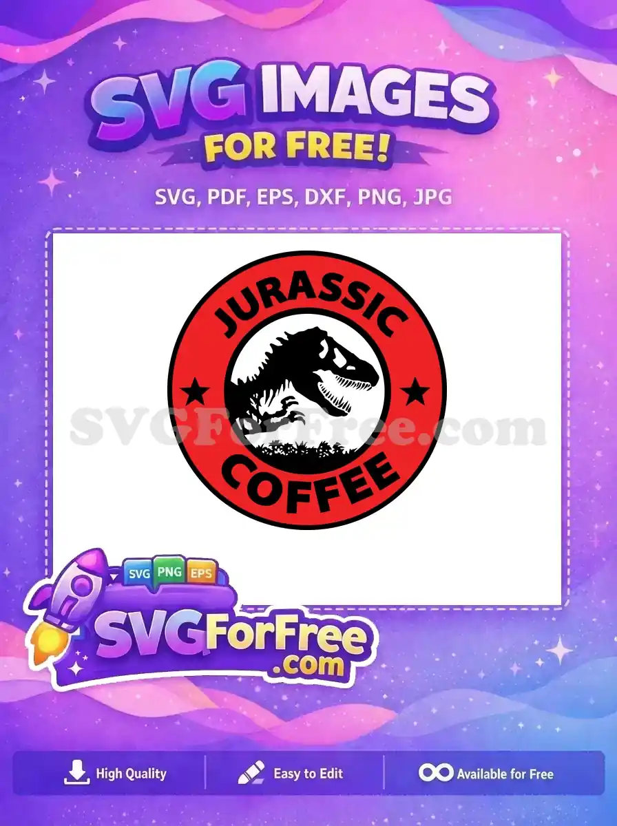 Free Black Dinosaur Free Red Coffee Jurassic Park Free SVG