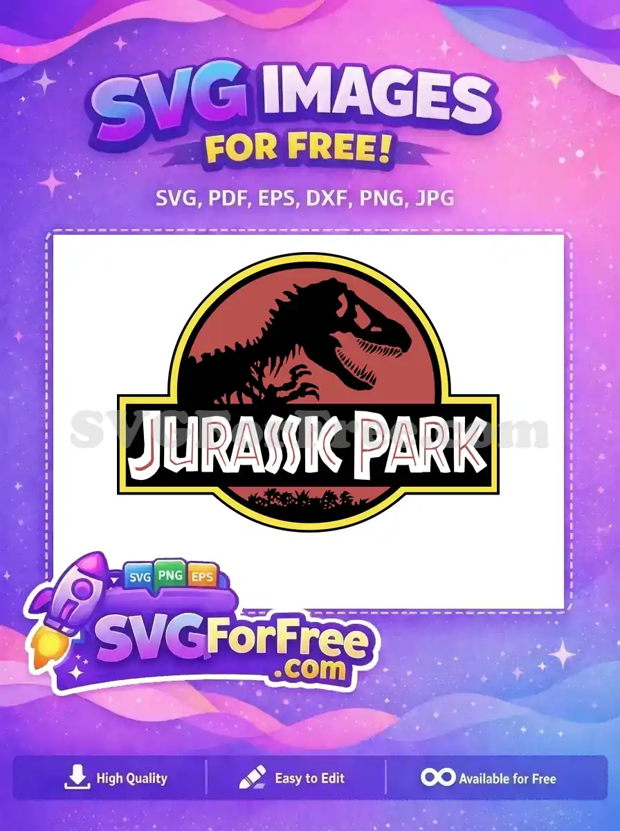 Free T-Rex Silhouette Free Red Logo Jurassic Park Free SVG