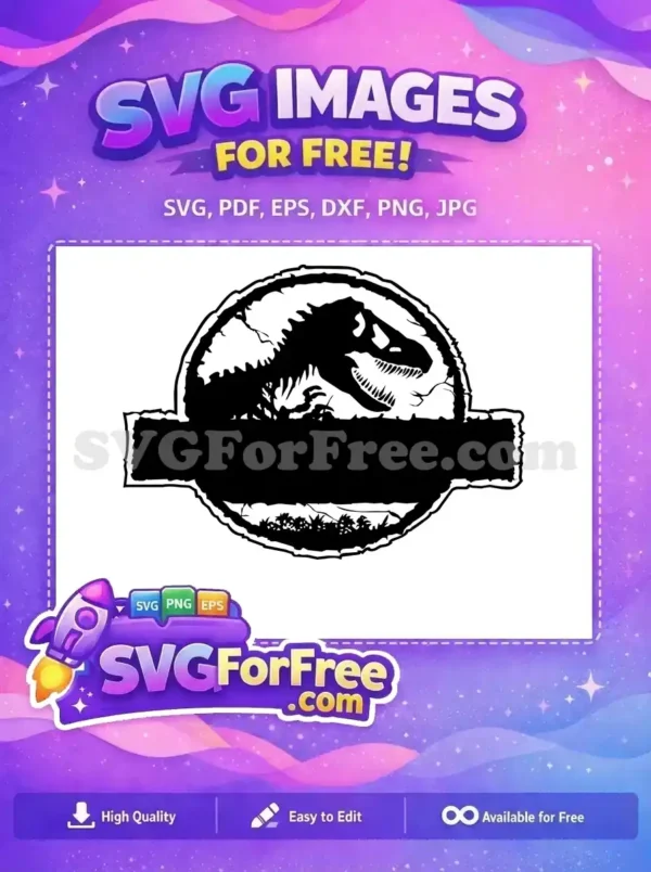 Free T Rex Silhouette Free Cracked Circle Jurassic Park Free SVG