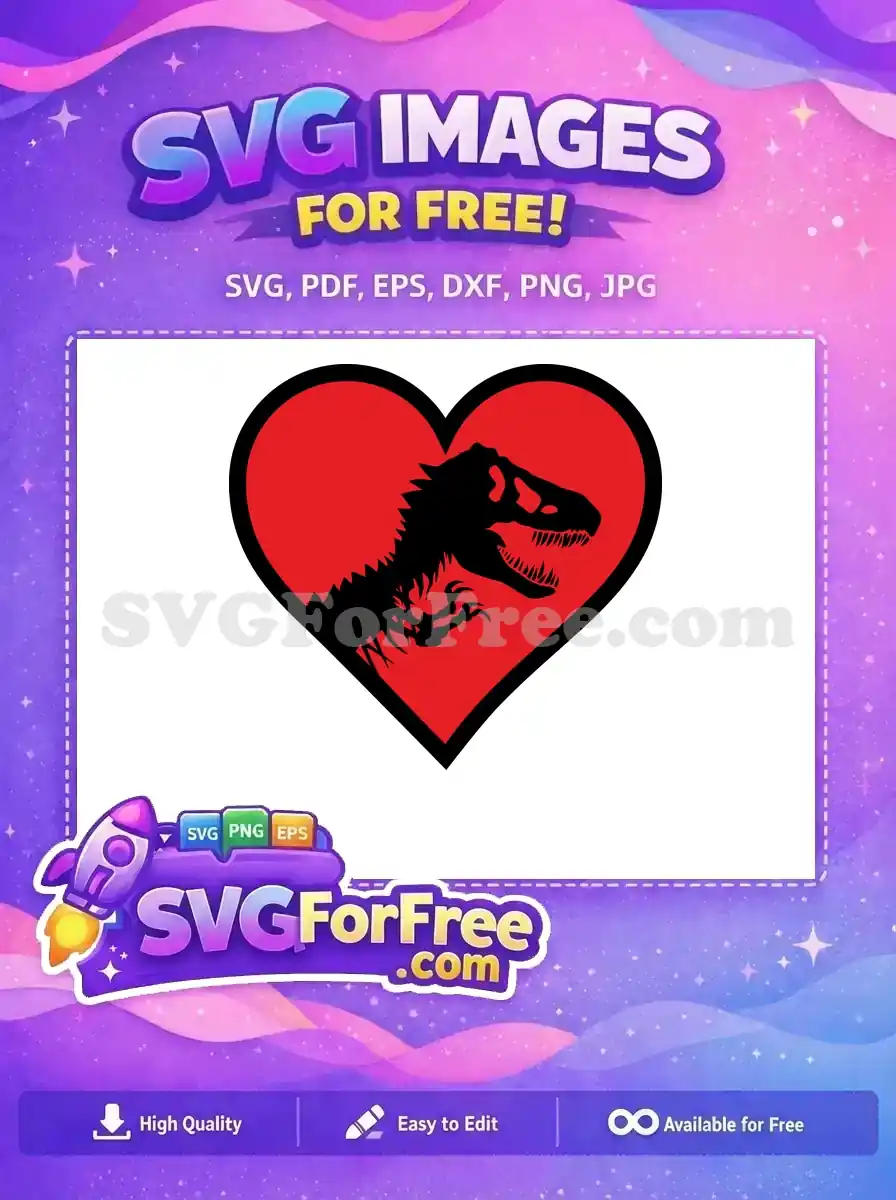 Free T-Rex Silhouette Free Red Heart Jurassic Park Free SVG