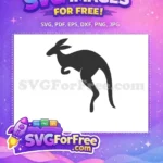 Free Hopping Wildlife Free Gray Kangaroo Silhouette Australia Free SVG - Instant Download