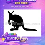 Free Black Kangaroo Silhouette Free Joey Outline Australia Free SVG 1 - Instant Download