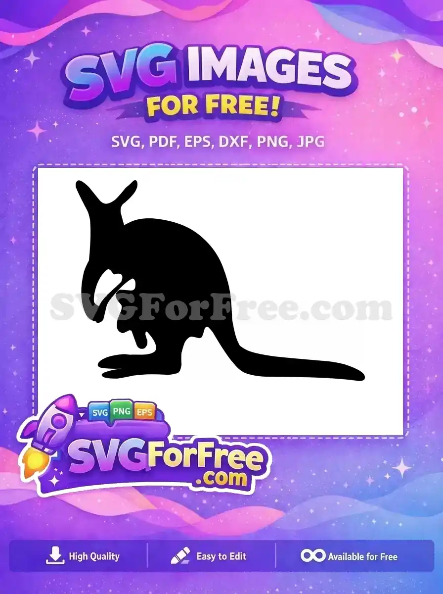 Free Black Kangaroo Silhouette Free Joey Outline Australia Free SVG 1