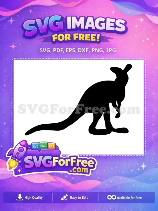 Free Standing Pose Free Detailed Tail Kangaroo Silhouette Free SVG