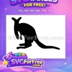 Free Simple Silhouette Free Hopping Kangaroo Cartoon Free SVG - Instant Download