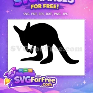 Free Black Silhouette Free Joey Pouch Kangaroo Free SVG 1