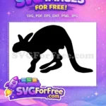 Free Hopping Black Silhouette Free Cute Animal Kangaroo Free SVG - Instant Download